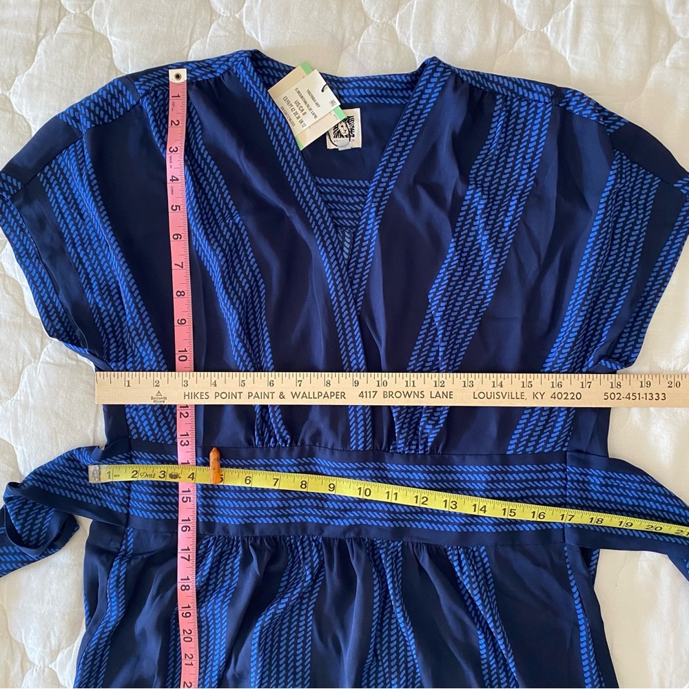 Anne Klein Blue Wrap Midi Dress with Cuffed Sleeves - Picture 11 of 12